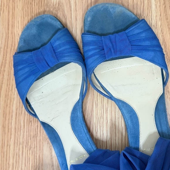 Fendi Flats Sandals Suede & Chiffon Tulle Mesh Ankle Wrap Bow Size EU 37 US 7 - Picture 3 of 11